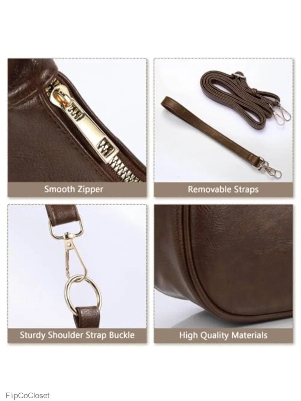 Vegan Leather Hobo Shoulder Bag Crescent Crossbody Purse
